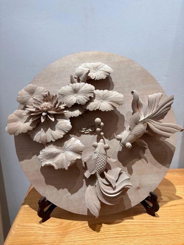 剑川木雕莲莲有鱼荷花金鱼木雕工艺品摆件挂件