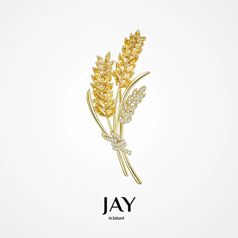 Jay 合金合成锆石胸针 秋冬气质麦穗胸针女高档时尚胸花大衣配饰