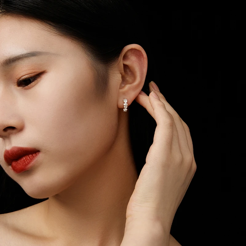 Jay 925银耳饰 花朵耳扣简约山茶花耳坠小众首饰女生小饰品高颜值