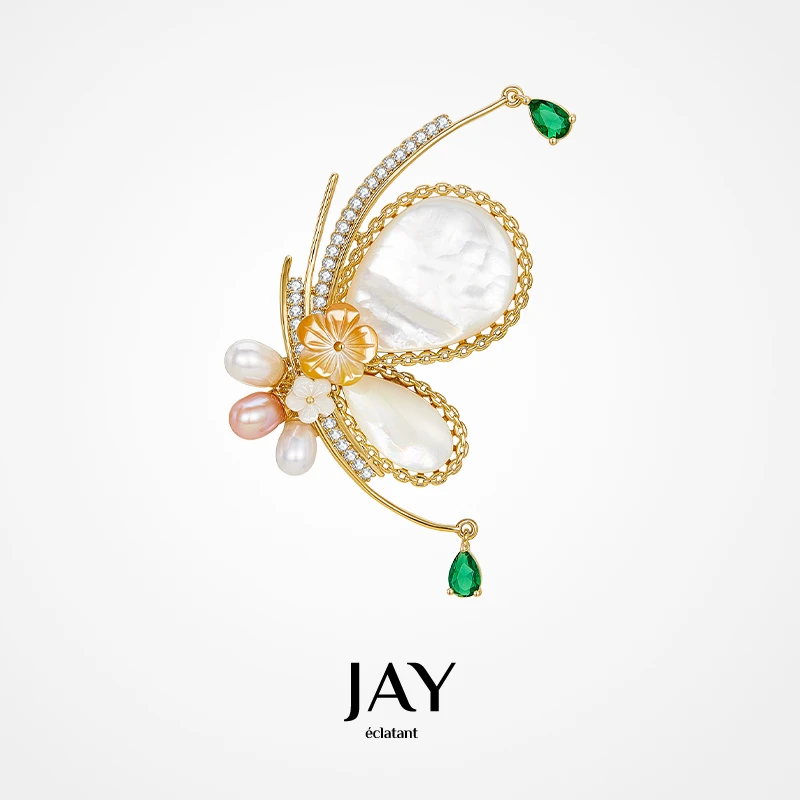 中秋节送长辈见家长见面礼小香风蝴蝶珍珠胸针女精致设计感别针