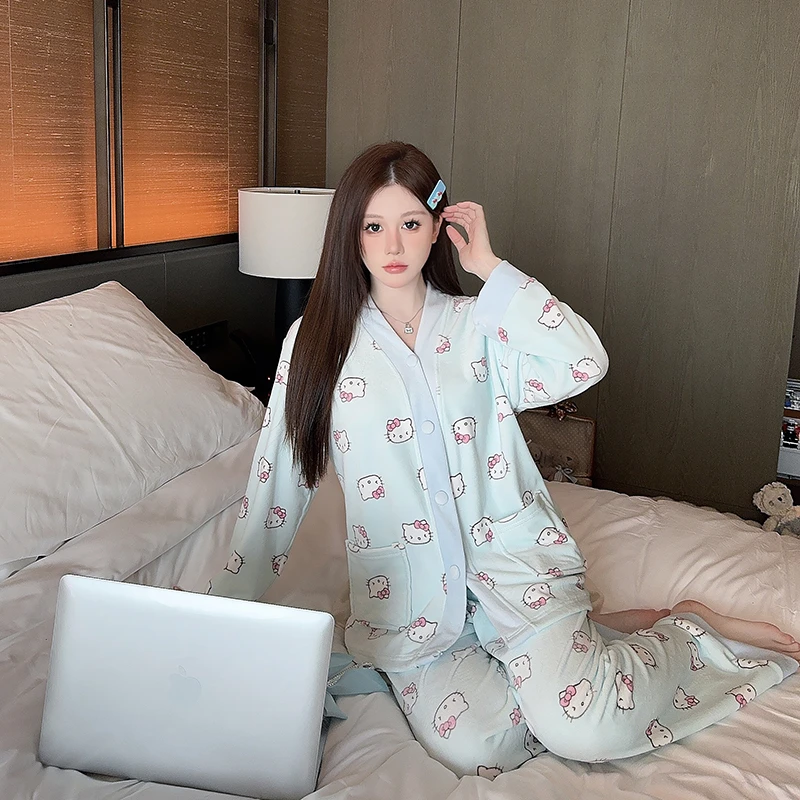【卡通kity猫】水光双面海岛绒  女士中厚款 秋冬季家居服 睡衣