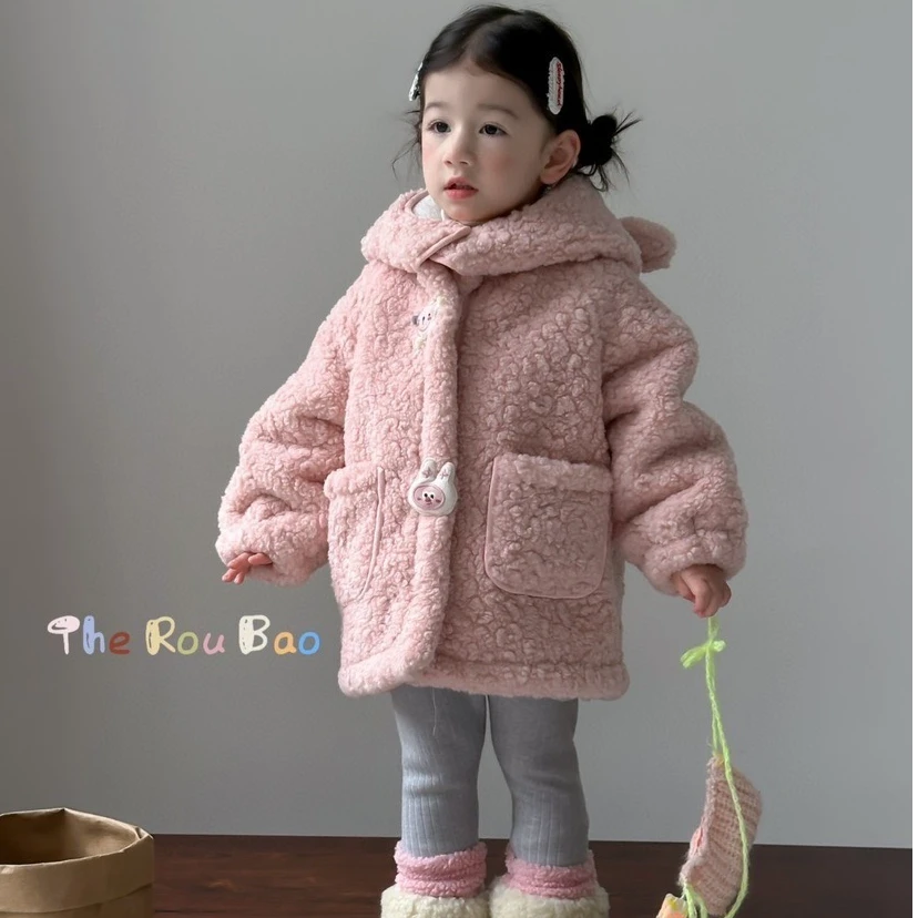 【小羊多米】roubao女童可爱甜美卡通毛毛厚外套