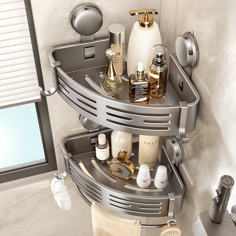 卫生间吸盘三角置物架浴室洗漱台洗手间免打孔壁挂式墙上厕所收纳