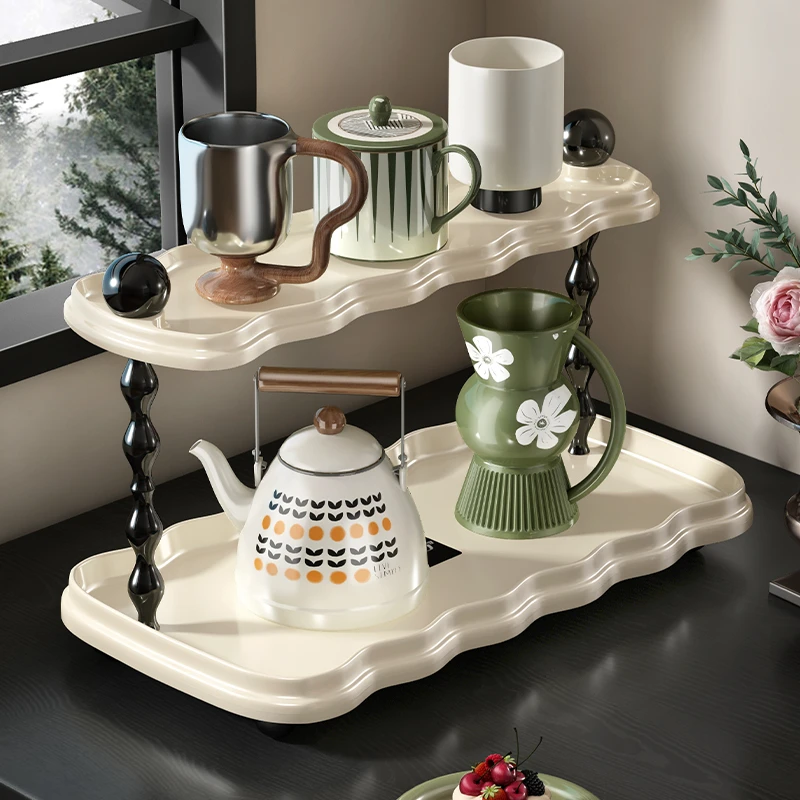 水杯双层置物架水吧台桌面咖啡杯马克杯茶杯创意复古多用整理收纳