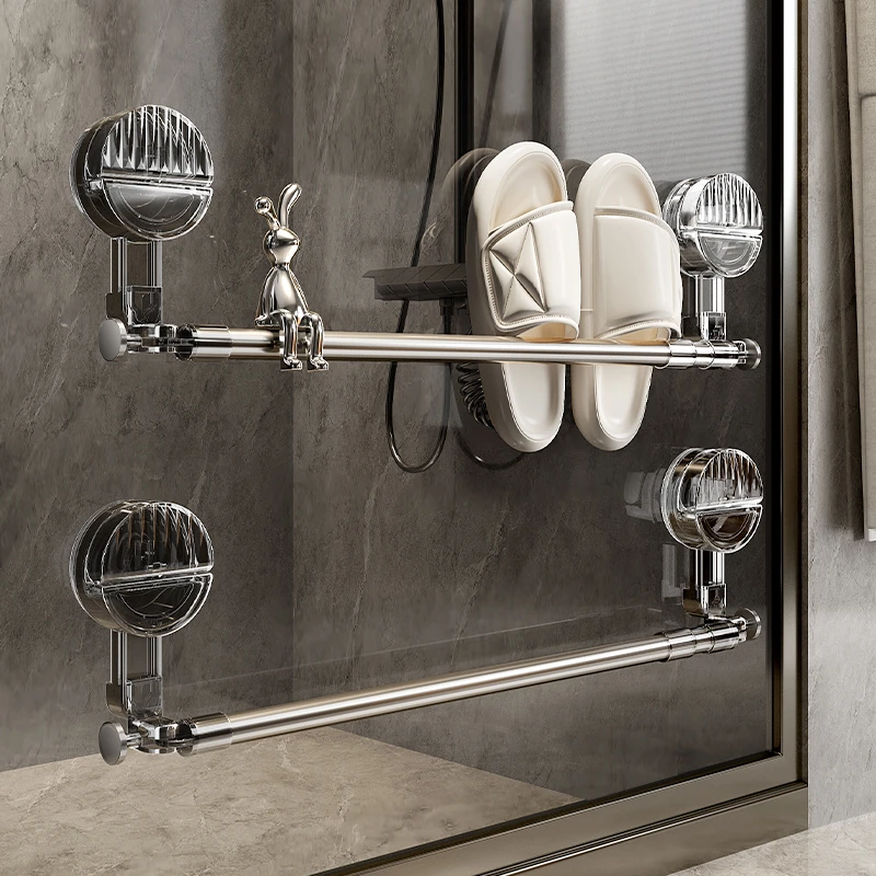 吸盘拖鞋架浴室免打孔卫生间伸缩鞋子收纳神器厕所拖鞋挂架沥水架