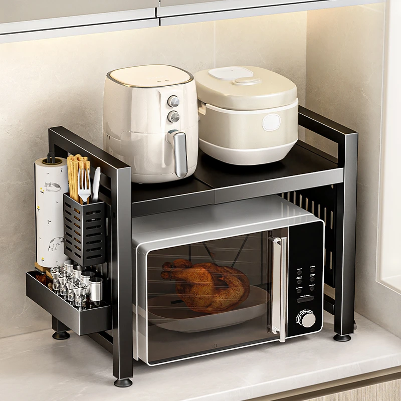 天地鱼厨房微波炉置物架子多功能家用台面电饭煲烤箱伸缩支架多层