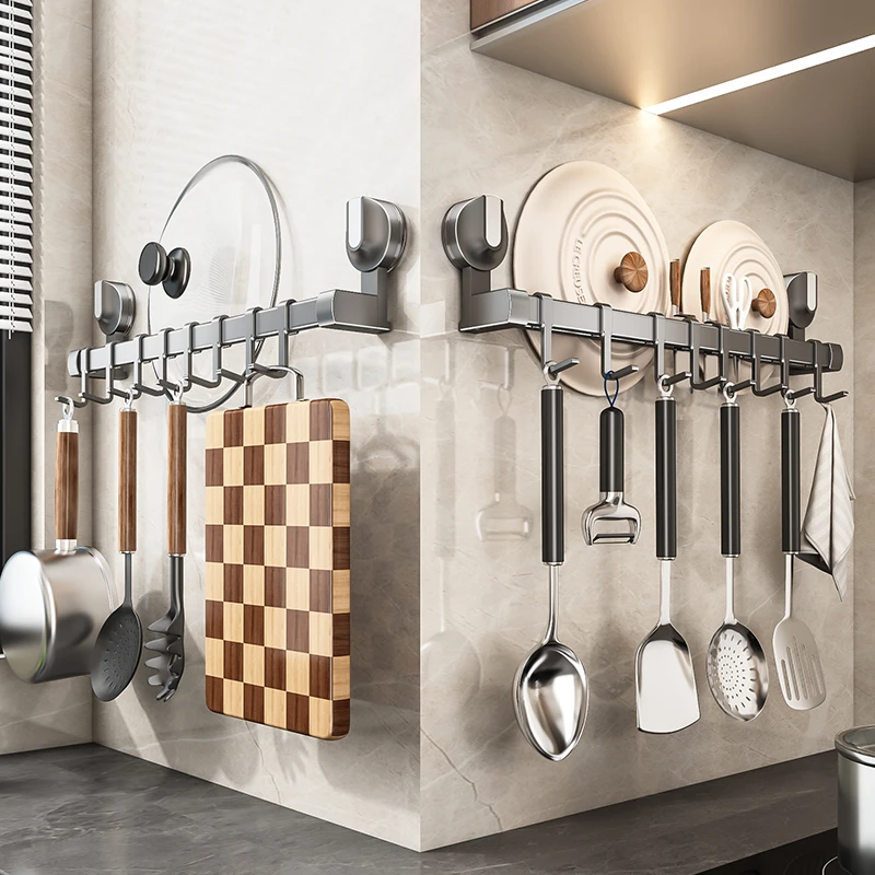 吸盘锅盖架壁挂式免打孔厨房置物架多功能收纳架菜板架多层砧板架