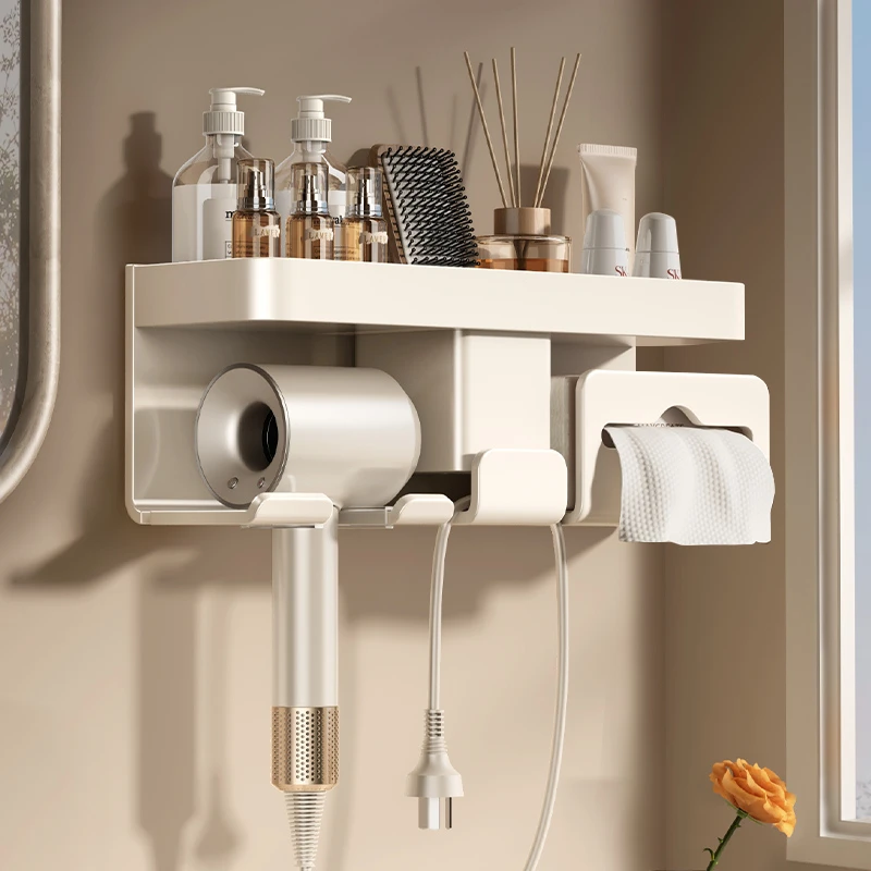 免打孔吹风机置物架电吹风挂架壁挂式戴森吹风筒支架浴室收纳架子