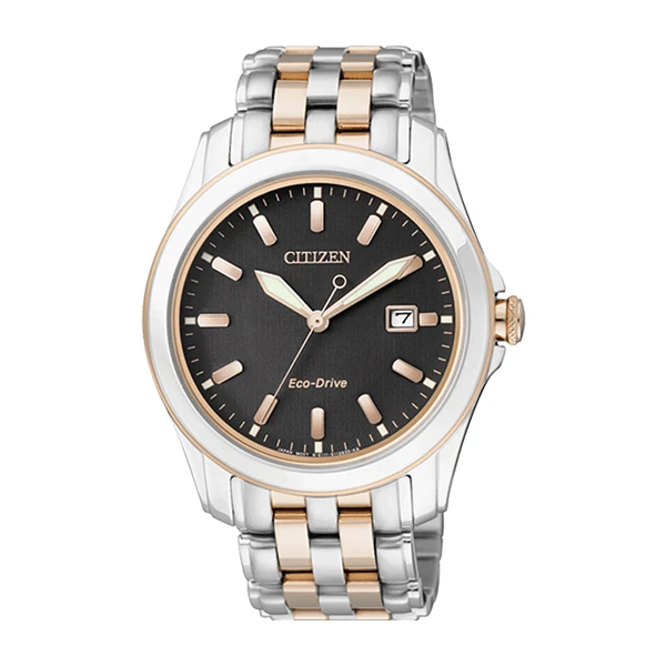 Citizen/西铁城光动能不锈钢表带休闲商务男士黑盘男表BM6735-52E