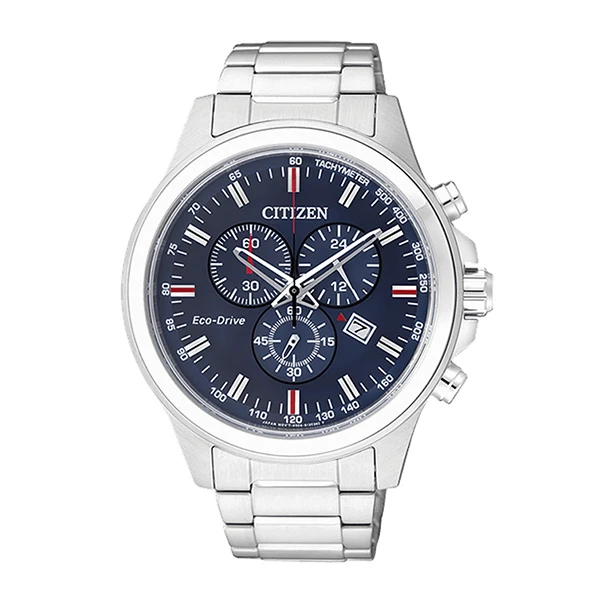 CITIZEN西铁城 光动能蓝宝石玻璃日常防水钢带三眼男表AT2310-57L