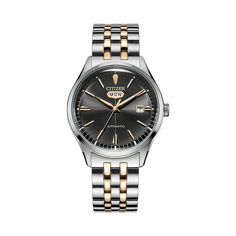 Citizen/西铁城自动机械手表黑盘渐金钢带男士经典手表NH8394-70H