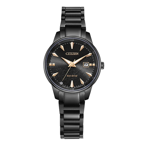 Citizen/西铁城光动能情侣对表黑盘百搭气质女士手表EW2595-81E