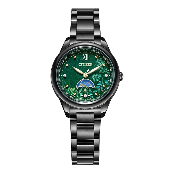 西铁城CITIZEN 光动能电波表舒博钛限量款轻奢月相女表EE1007-59W