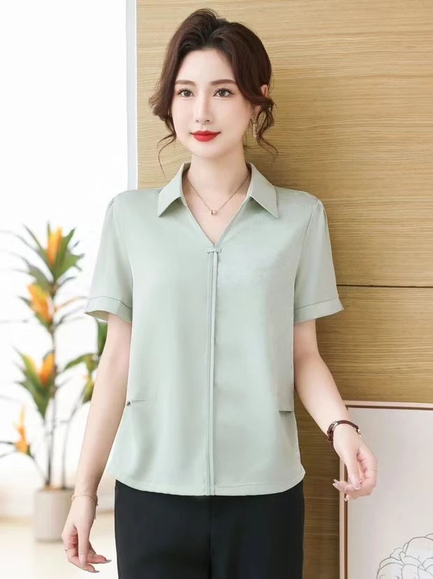衬衫小衫薄款衬衣洋气上衣气质时尚纯色显瘦百搭夏季设计感休闲