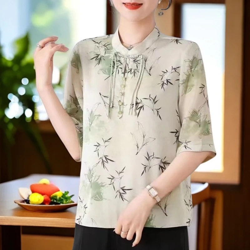 妈妈装夏装中年遮肚显瘦夏季阔太太气质宽松洋气时尚小衫减龄女装