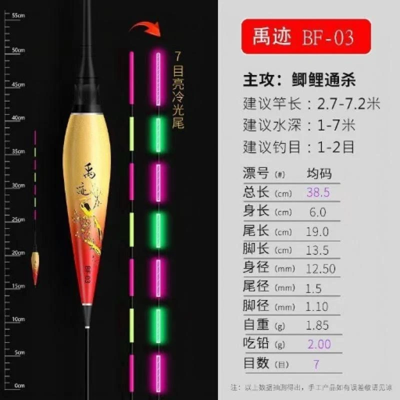 禹迹 日夜两用夜光漂 纳米超亮醒目电子漂 高灵敏夜钓短鲫鱼漂冷光尾浮漂1个