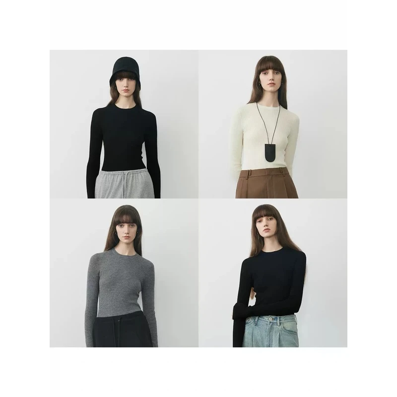 蝶之河德国Biella120s高捻超细可水洗羊毛18针无缝一体针织衫打底