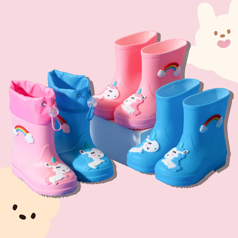 儿童雨鞋可爱卡通男女童幼儿园宝宝防水鞋套鞋中大童防滑胶鞋雨靴