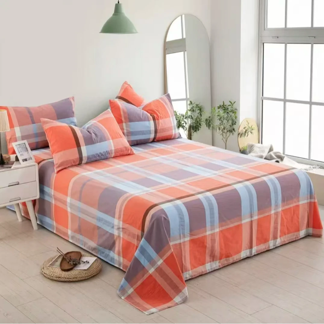 【全棉床单】色织水洗棉床单——经典格调简约格子床单单件