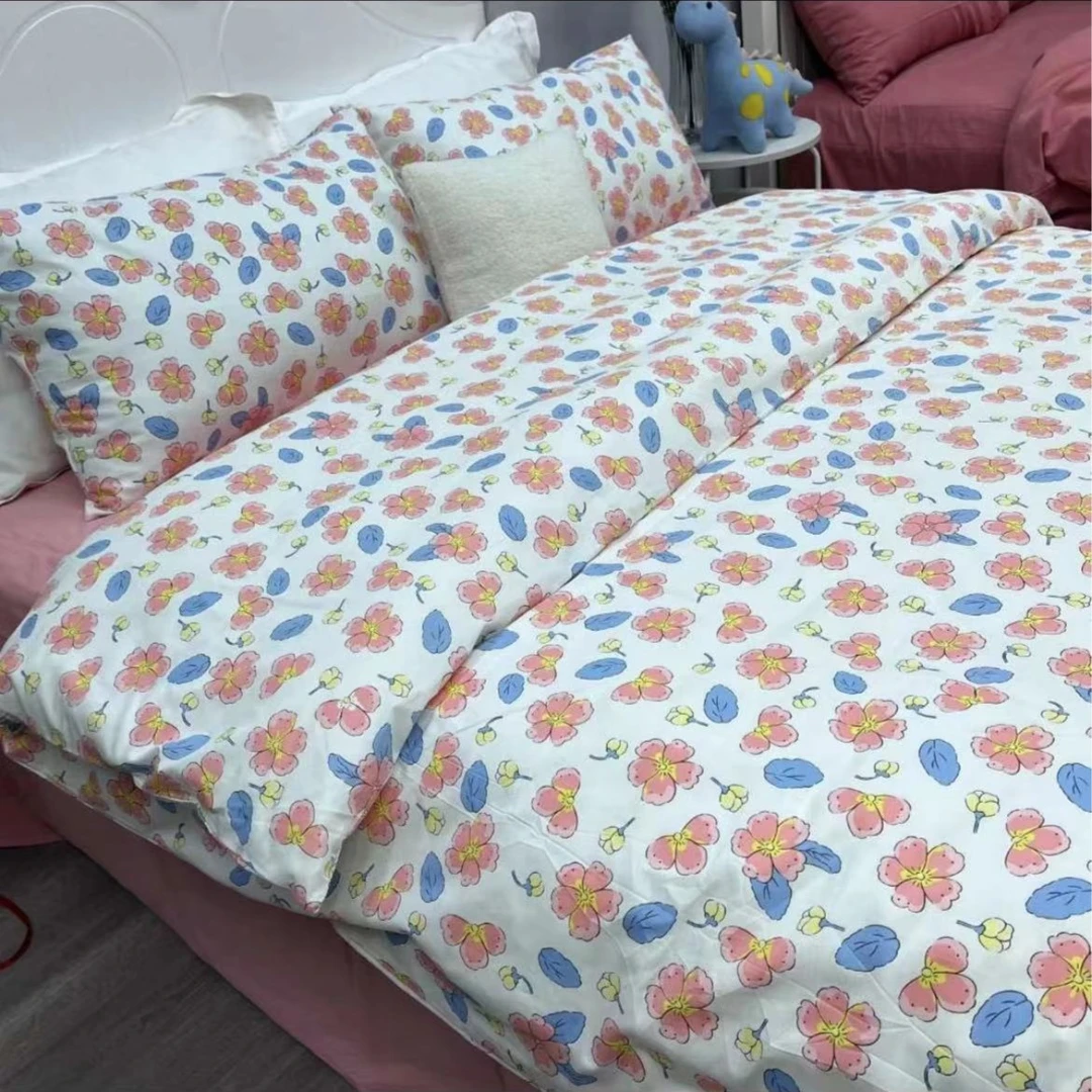 新款纯棉斜纹被罩茶树花