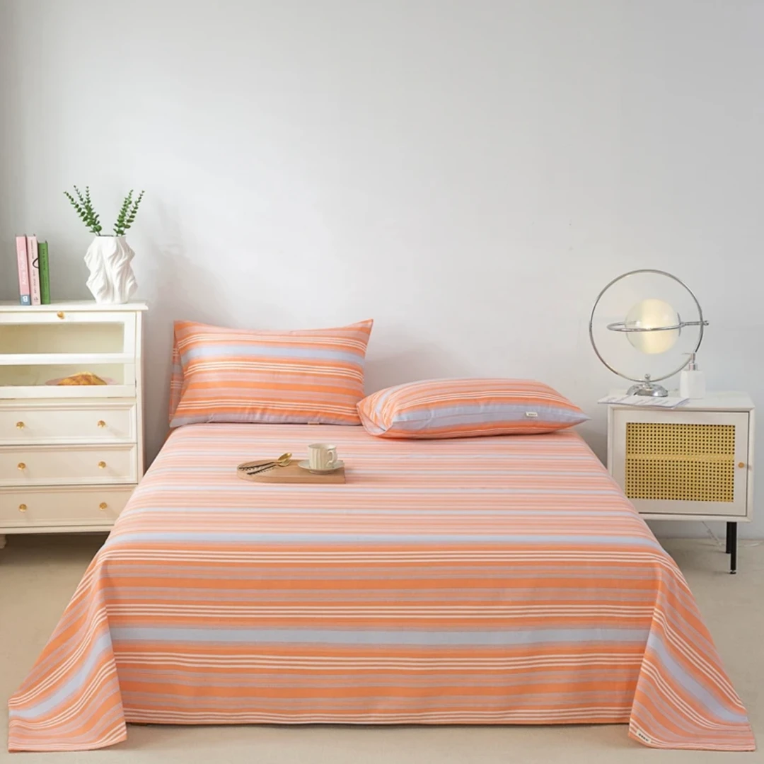 【博辉老粗布】原棉老粗布凉席三件套--橘彩风尚