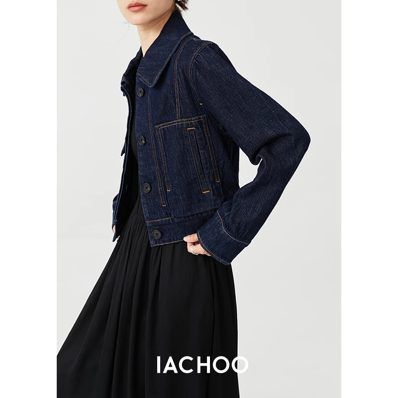 IACHOE【帅气工装风】原浆色双口袋牛仔外套3461507006上衣