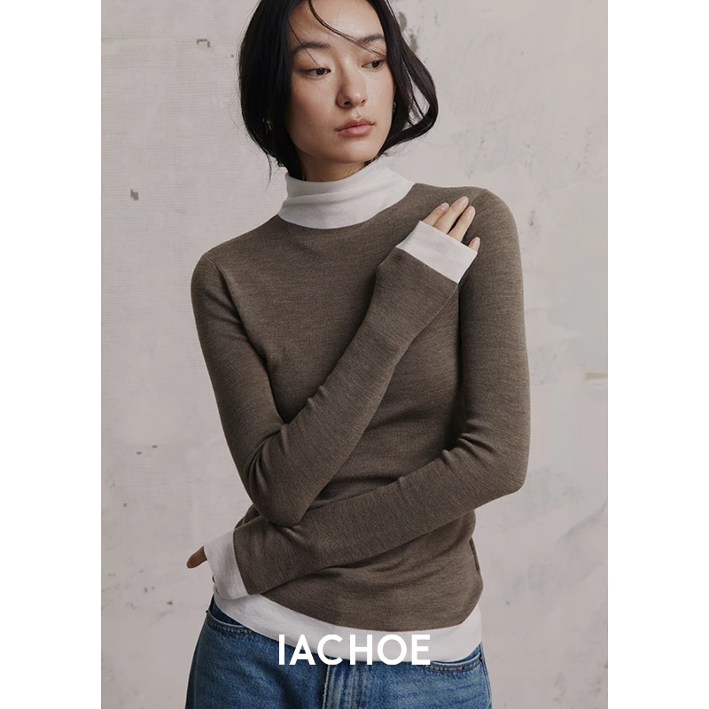 IACHOE【高领】拼色毛衣3461505025
