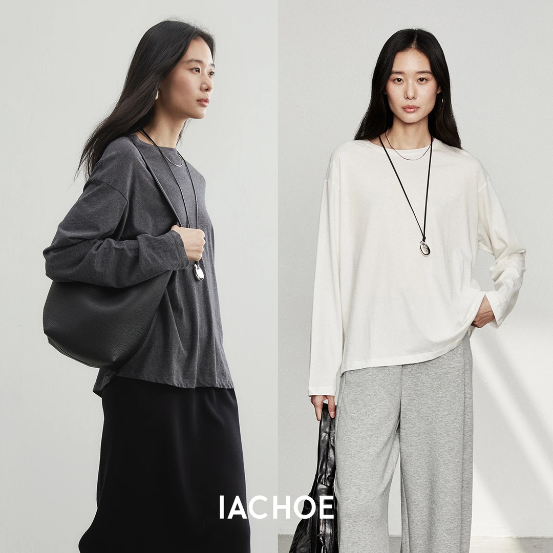IACHOE【灵地丝T】纯色宽松T恤3561501004