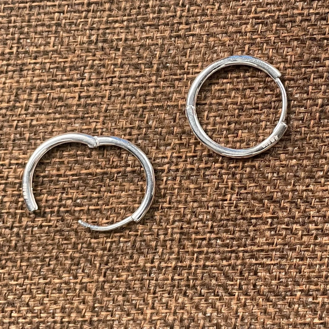 足银耳饰 佬银匠 纯手工足银简约时尚15mm耳圈经典百搭小众素圈