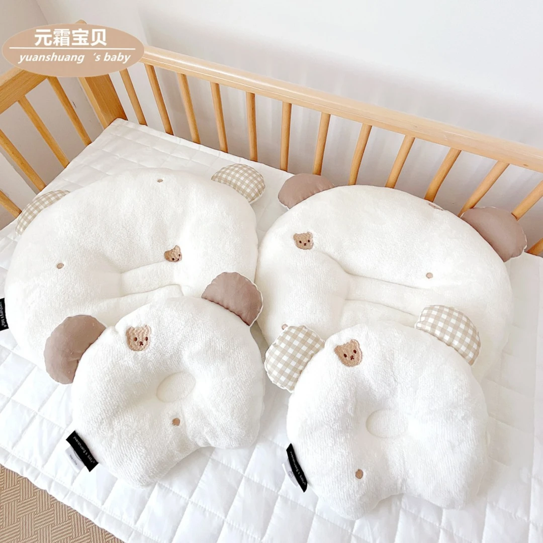 元霜宝贝ins拉舍尔绒婴儿枕头宝宝枕婴儿童枕0-1-2-3刺绣定型枕