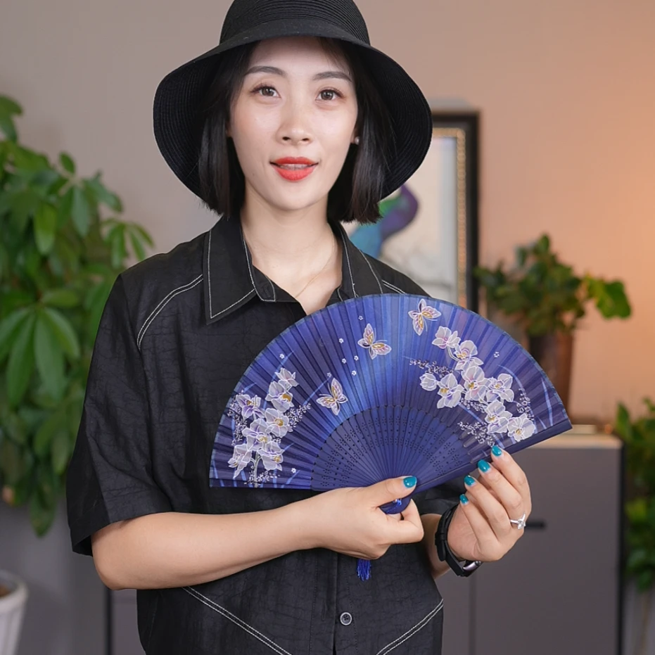 丝迷丝巾 桑蚕丝 定制款扇子 【面料桑蚕丝竹片除外】女士夏季