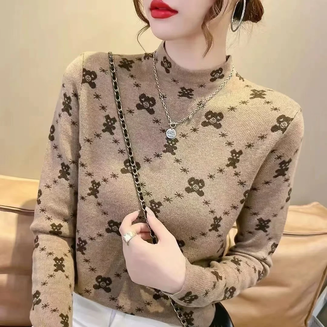 新款冬季半高领德绒发热保暖打底绒衫时尚百搭长袖气质保暖