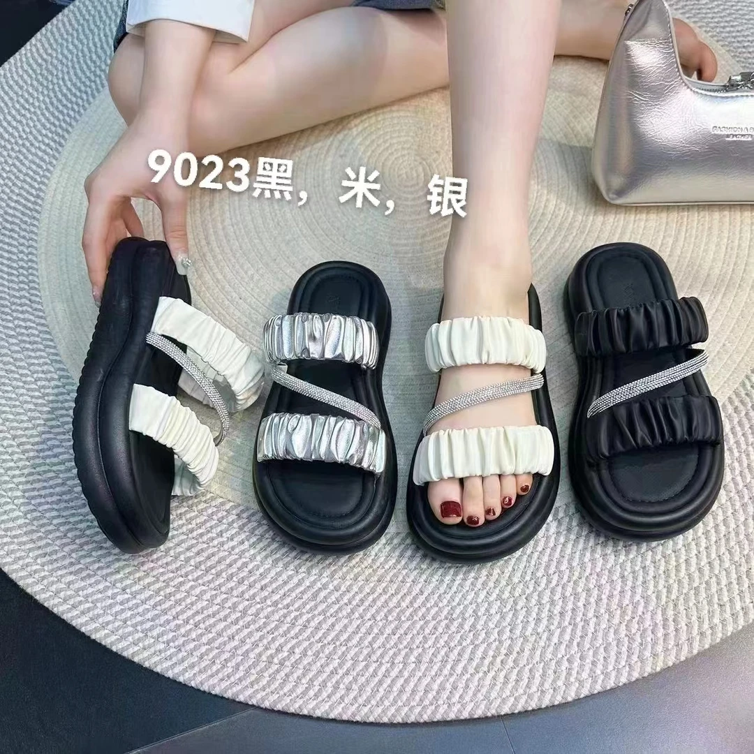 法式晚风拖鞋女夏季新款配裙子仙女风凉拖复古穆勒鞋拖鞋9023