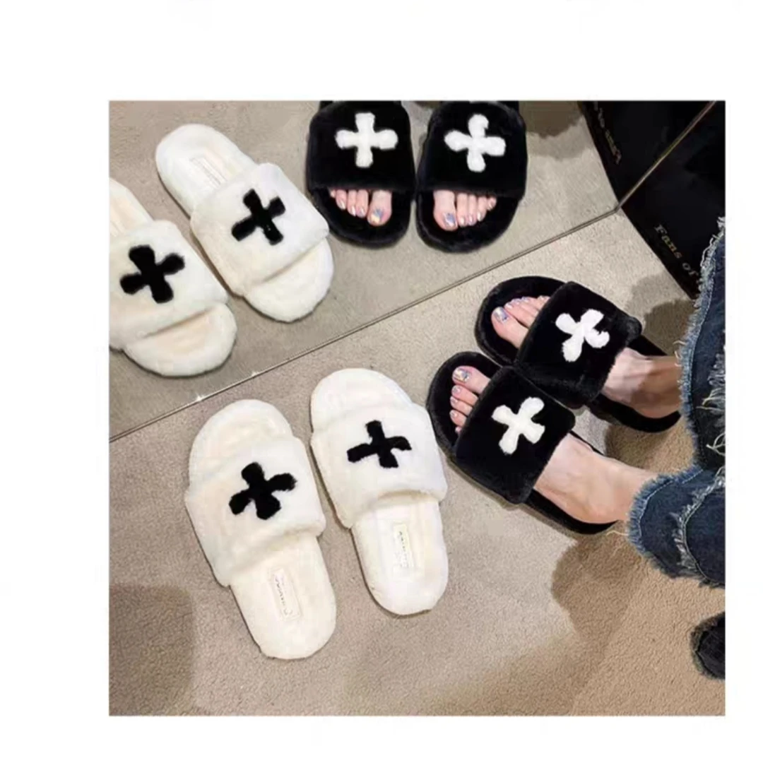 网红女外穿高级感秋冬季新款百搭毛毛拖鞋7730