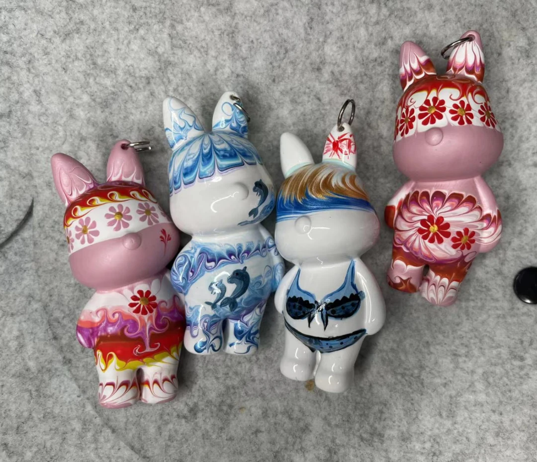 (B300-B699)歪脖兔、招米猫、猪猪、太空人 -ABS材质手工流体钥匙扣