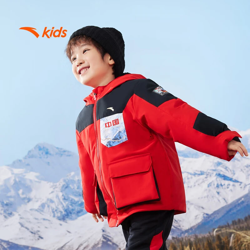 安踏儿童【四防羽绒服】男小童24年冬季御寒锁温四防科技冰甲羽绒服