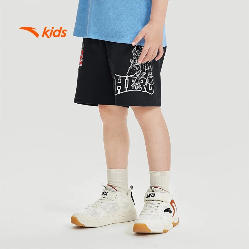 安踏儿童裤子男小童宽松篮球系列针织五分裤透气中裤