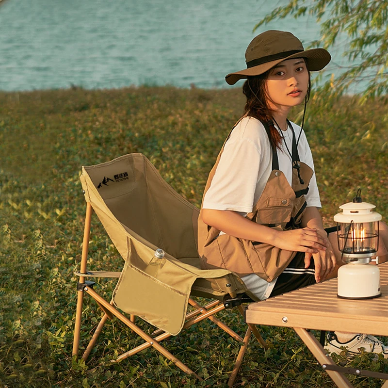 野徒者户外折叠椅露营椅子躺椅便携折叠月亮椅小凳子折叠凳钓鱼凳