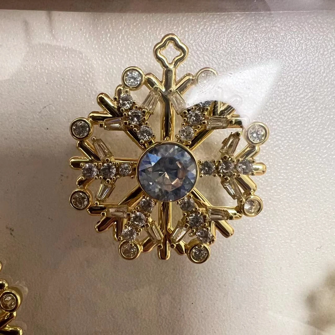 【海家】合金时来运转镶钻雪花吊坠五瓣花锆锆坠饰手工diy饰品配件