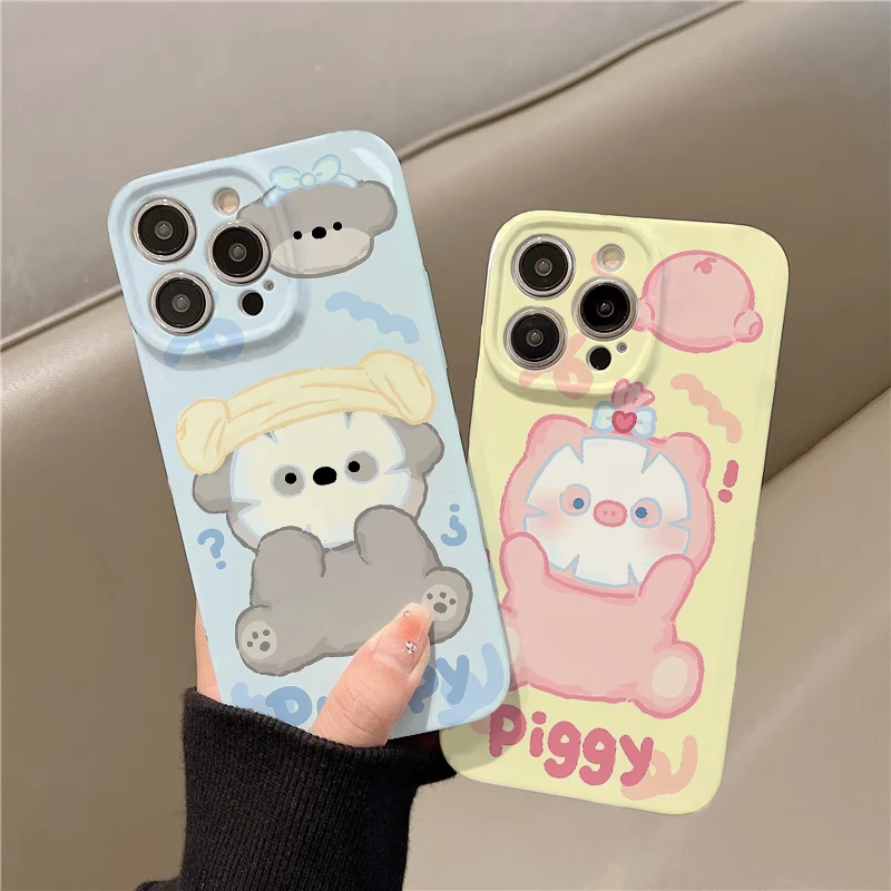 面膜小狗适用苹果菲林手机壳全包高颜值轻薄耐脏网红卡通iPhone