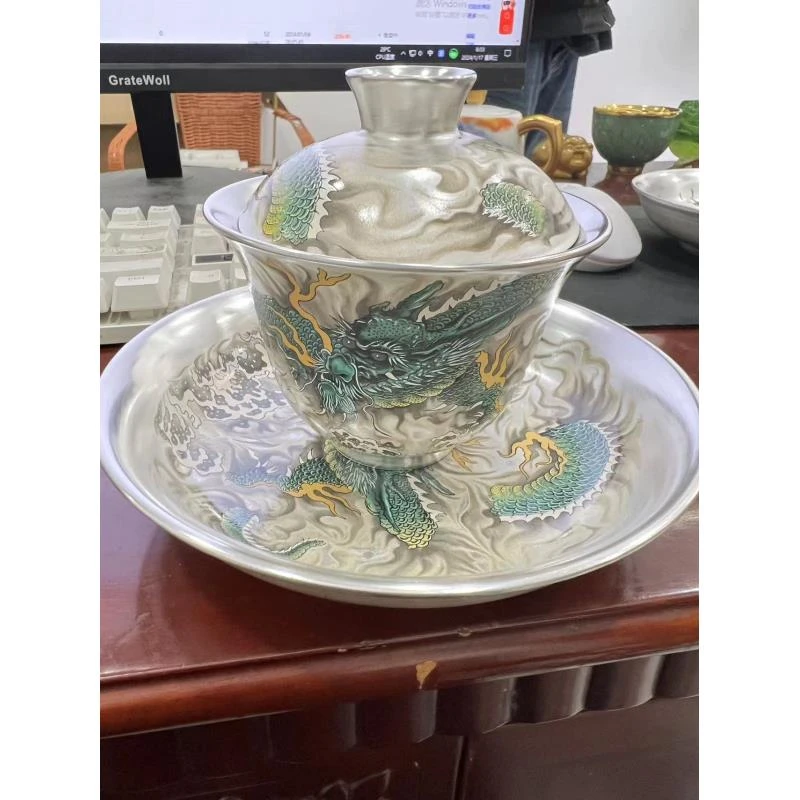 青龙银盖碗青龙银龙壶承3688
