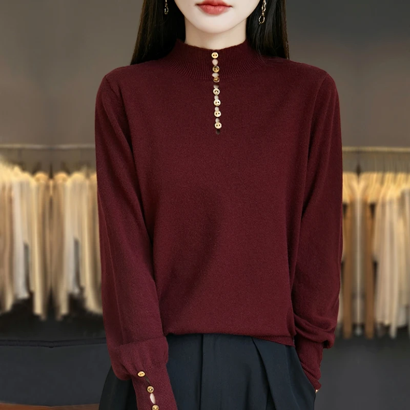 胖mm秋冬大码半高领女士毛衣2024新款洋气爆款内搭针织打底羊毛衫