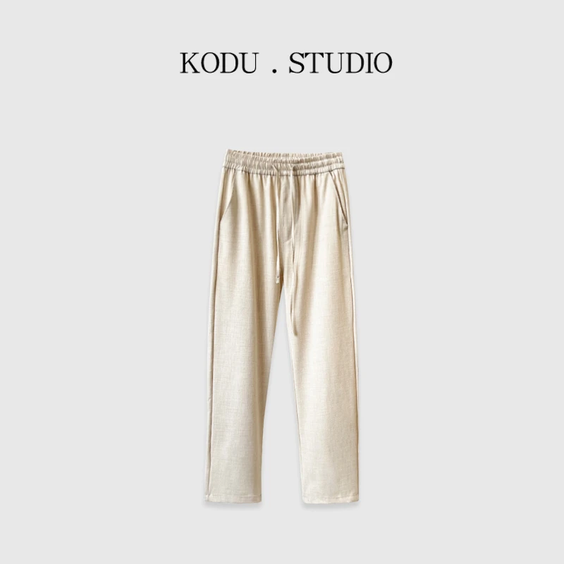 【刻度KODU】WX-4365夏季百搭纯色透气清凉抽绳松紧腰宽松休闲裤