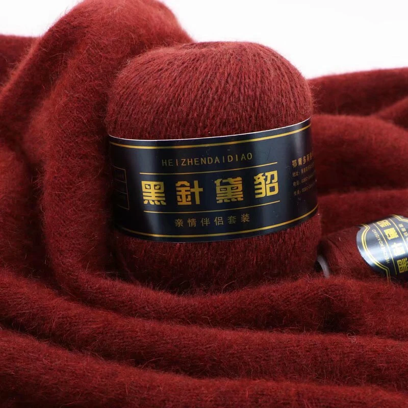 高端貂绒线黑针黛貂手编中粗线精品手工编织毛衣