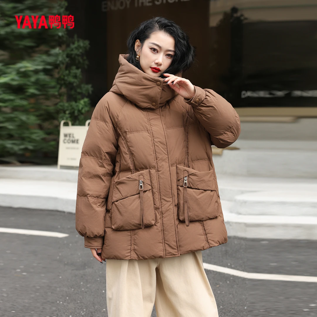 YAYA/鸭鸭加厚保暖冬季韩版百搭中长款鸭绒羽绒服女YE3B630472N