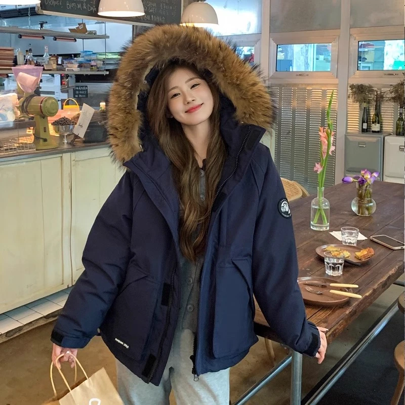 冬装棉服女2025年新款韩系加厚工装派克服大毛领冬季棉衣棉袄外套