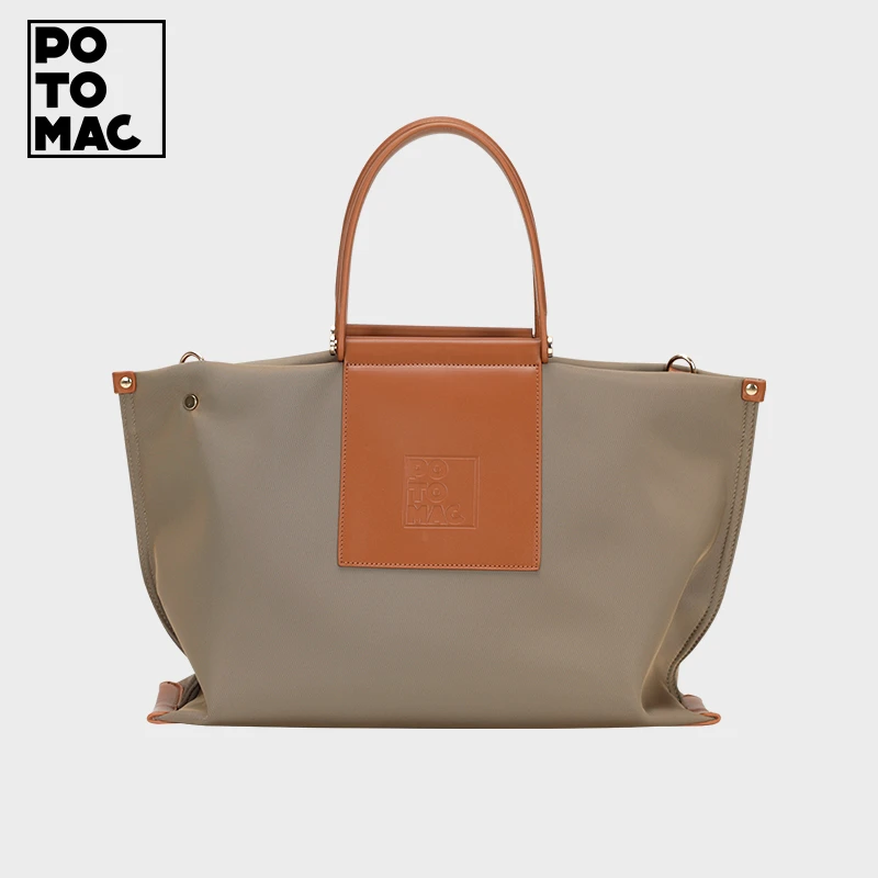 potomac 时尚休闲百搭真皮商务手提可斜跨女士牛津尼龙通勤托特包
