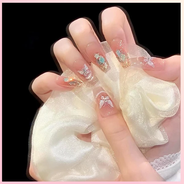 【梦蝶】蝴蝶气质显白光疗美甲手工穿戴甲