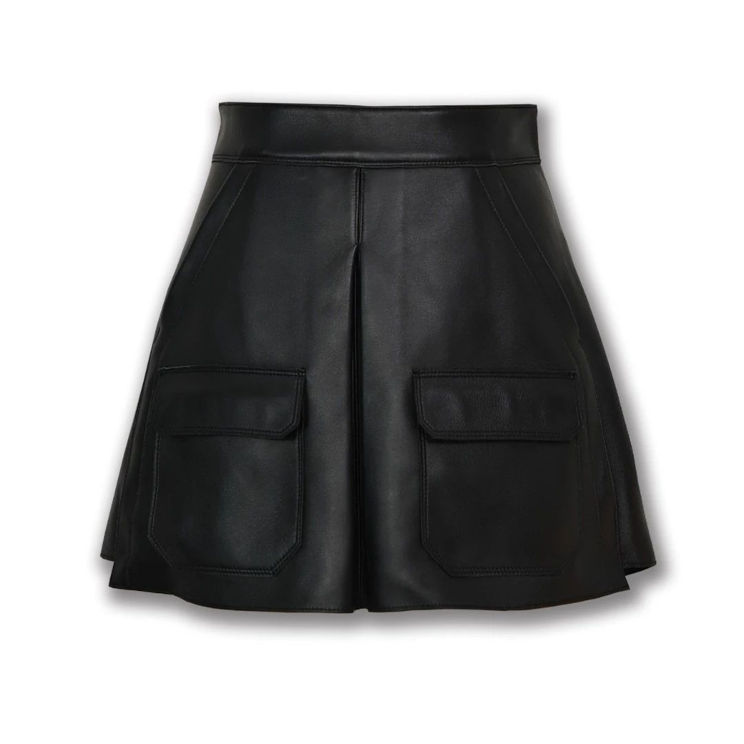 【青青专属】摩洛哥小羊皮对褶短裤