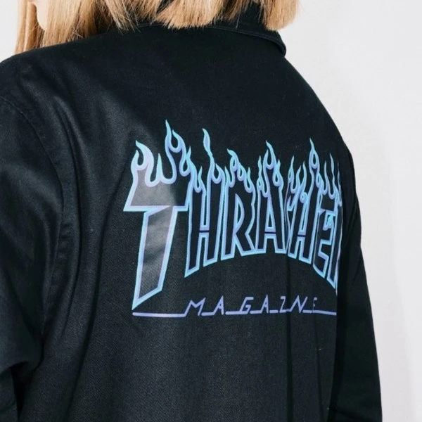 THRASHER日版紫火焰拉链防风工装夹克外套PURPLE FLAME JACKET